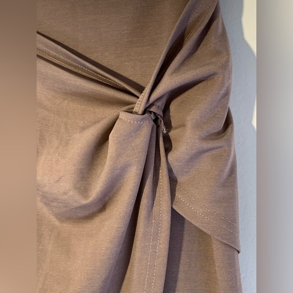 Kate K Wear Work Pencil Skirts Elastic High Waist Wrap Front Light Coffee - Picture 4 of 5